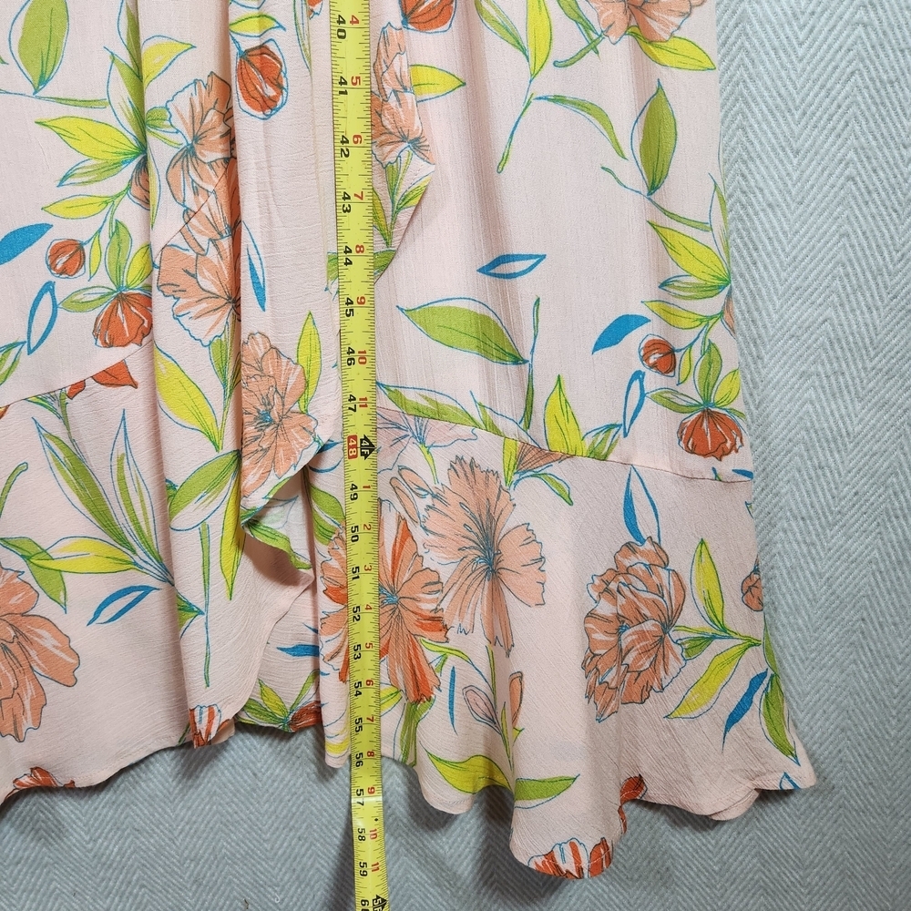 For The Republic Womens L Floral Pink Orange Blue Green Maxi Tiered Dress - Picture 6 of 10